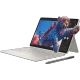 Lenovo Yoga Tab TB710FU bej tablet, klavye ve kalem ile birlikte; oyun ekranında kedi tasarımı.