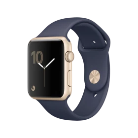 Apple Watch Series 1 42 mm altın rengi alüminyum kasa ve gece mavisi spor kordonlu akıllı saat