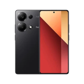 Xiaomi Redmi Note 13 Pro 4G siyah akıllı telefon, ön ekran ve arka kamera tasarımıyla vitrin görünümü