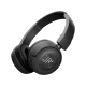 JBL Tune 450BT Kablosuz siyah kulak üstü kulaklık, katlanabilir tasarımıyla önden görünüm
