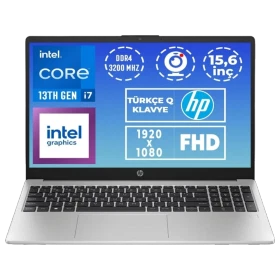HP gri 250 G10 9G2G8ET 012 iş ve ofis laptopu, Türkçe Q klavye ve FHD ekran detayları görünür.