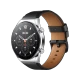 Xiaomi Watch S1 gümüş akıllı saat, siyah ve kahverengi deri kayışlı yuvarlak kadranlı tasarım
