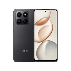 Honor 400 Smart siyah akıllı telefon, ön ekran ve arka çoklu kamera modülüyle vitrin görünümü