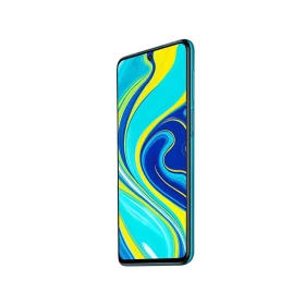 Xiaomi Redmi Note 9s yeşil akıllı telefon, tam ekran ön yüz ve damla çentikli kamera tasarımı