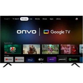 Onvo 75OVF9000UQ Ultra HD 4K LED televizyon, Google TV arayüzlü siyah ekran ve ayaklı tasarım
