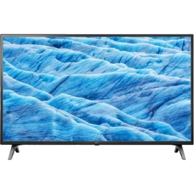 LG 65UM7100PLA Ultra HD 4K LED televizyon, ekranda mavi dalga deseniyle vitrin görünümü