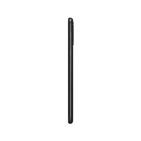Siyah Samsung Galaxy S20 Plus akıllı telefonun yan profili, ince çerçeve ve kamera çıkıntısı görünümü
