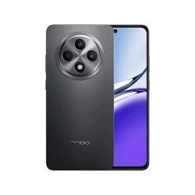 Oppo Reno 11 FS gri akıllı telefon, önden ekran ve arkadan dairesel kamera modülü görünümü