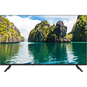 Arçelik A43 D 500 B Full HD FHD LED televizyon, siyah çerçeveli ekranda ada manzarası gösteriyor
