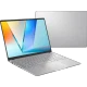 Asus Vivobook S14 M5406KA-PP130W gümüş ultrabook laptop, açık ekran ve arka kapak görünüyor.