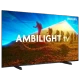 Philips 43PUS8009 Ultra HD 4K LED televizyon; canlı “AMBI LIGHT” ekran görüntüsü, genel siyah tasarım