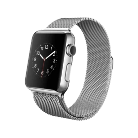 Apple Watch 38 mm gümüş paslanmaz çelik kasalı, Milano Loop kordonlu akıllı saat