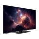 Vestel 65OG9930 Ultra HD 4K OLED televizyon, uzay manzarası gösteren ince siyah ekranıyla önden görünüm
