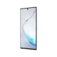 Siyah Samsung Galaxy Note 10 akıllı telefonun önden görünümü, ince çerçeveli ekran ve kamera deliğiyle