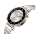 Huawei Watch GT 4 Gümüş 41mm akıllı saat, gümüş metal kordon ve siyah çerçeveli yuvarlak kadran