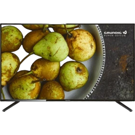 Grundig 43 GDF 6800B Full HD LED televizyon, ekranda armut görüntüsüyle önden görünüm