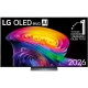 LG OLED77C6ELB 77 inç Ultra HD 4K OLED televizyon ekranında canlı renkli 3D desen ve AI yazısı