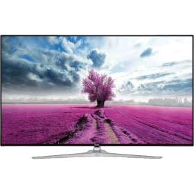 Vestel 55UD9590 Ultra HD 4K LED televizyon, manzara görüntüsü ve ince gümüş renkli tasarımıyla önden görünüm