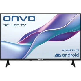Onvo 32VL80F3HA HD Ready LED televizyon, siyah çerçeveli ekran ve ayaklı tasarımıyla önden görünüm