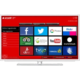 Arçelik A40-LW-7336 Full HD LED TV, internet uygulamaları menüsüyle önden görünüm