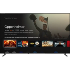 Beko B 765 C Ultra HD 4K TV, siyah ince çerçeveli ekranında yayın menüsü görüntüleniyor
