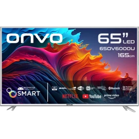 Onvo 65OV6000U Ultra HD 4K LED televizyon, 65 inç siyah ekranlı ve ayaklı tasarım