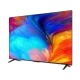 TCL 55V6A Ultra HD 4K LED televizyon ekranında renkli akış görüntüsü, siyah çerçeveli genel tasarım