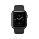 Apple Watch 38 mm uzay siyahı paslanmaz çelik kasa ve siyah spor kordonlu akıllı saat, önden görünüm