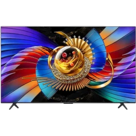 TCL 65Q7D Pro Ultra HD 4K LED televizyon, genel renkli kavisli dijital tema ekranda görünüyor