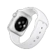 Apple Watch Sport 42 mm gümüş alüminyum kasalı, beyaz spor kordonlu akıllı saat arkadan görünümü