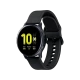 Samsung Galaxy Watch Active 2 40 mm siyah alüminyum akıllı saat, yuvarlak ekran ve silikon kayışla gösteriliyor