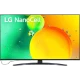 LG 50NANO766QA Ultra HD 4K LED televizyon, ekranda NanoCell görseli ve canlı renkli baloncuklar.