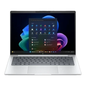 HP EliteBook 8 G1i 14 AI D30NPET gümüş iş dizüstü bilgisayarın açık ekran ve klavye görünümü