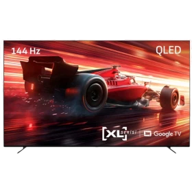 Arçelik A XL85 C Ultra HD 4K TV, ekranda kırmızı yarış otomobili ve ince siyah çerçeveyle