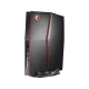 MSI Vortex G25 8RE-052TR siyah masaüstü bilgisayar, kırmızı detaylı kompakt kasa görünümü