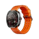 Tecno Watch Neo siyah akıllı saat, turuncu delikli silikon kayışı ve yuvarlak ekranıyla