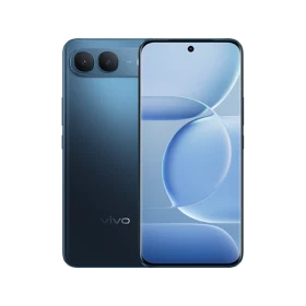 Vivo V80 Lite 5G mavi telefonun ön ve arka tasarımı, ekranı ve çift kamerası birlikte gösteriliyor