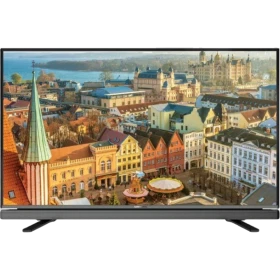 Grundig 49 VLE 5537 BG Full HD LED televizyon, şehir manzarası gösteren geniş ekran ve ayak tasarımıyla