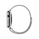 Apple Watch 42 mm paslanmaz çelik kasa ve gümüş Milano Loop kayışı, yandan görünüm