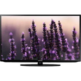 Samsung 46H5373 Full HD FHD LED TV ekranda lavanta çiçekleriyle görünen siyah televizyon görüntüsü