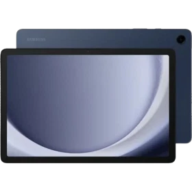 Samsung Galaxy Tab A9+ 6 GB 128 GB lacivert öğrenci tableti; önden tablet ekranı ve arka kapak görünümü.