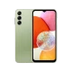 Yeşil Samsung Galaxy A14 akıllı telefon, üçlü arka kamera ve tam ekran ön yüz tasarımıyla görünüm