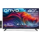 Onvo 40OVF4000AF Full HD LED televizyon, renkli ekranı, ayakları ve kumandasıyla önden görünüm