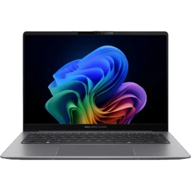Asus ExpertBook P5 P5405CSA ultrabook gri laptop; ekranda renkli arka plan ve klavye görünüyor.