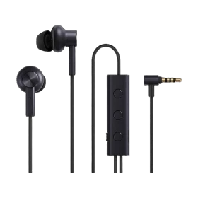 Xiaomi Mi Noise Cancelling siyah 3.5mm kablolu kulaklık, kumanda ve jak bağlantısıyla bi