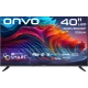 Onvo 40OVF6000F Full HD LED televizyon, renkli ekranı ve siyah çerçevesiyle önden görünüm