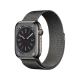 Apple Watch Series 8 Cellular 45 mm siyah paslanmaz çelik kasa ve Milano kordonlu akıllı saat