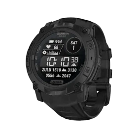 Garmin Instinct 3 Solar Tactical 50mm siyah akıllı saat, dijital ekranı ve dayanıklı tasarımıyla kapalı konumda