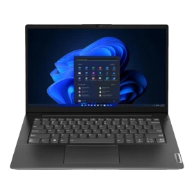 Lenovo V15 G4 IRU 83A100GPTRAT48 siyah iş ve ofis laptopu, açık ekranlı önden görünüm