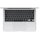 Apple MacBook Air M5 10CPU 10GPU 13.6 inç gümüş laptop, üstten görünüm klavye ve geniş trackpad detayı